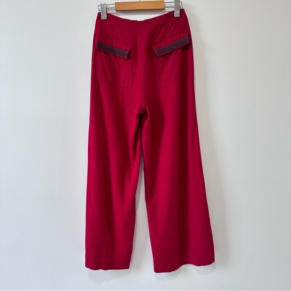 [SOLD] Red Linen & Cotton Fold over Waist Wide Leg Palazzo Pants size XS - Picture 5 of 12